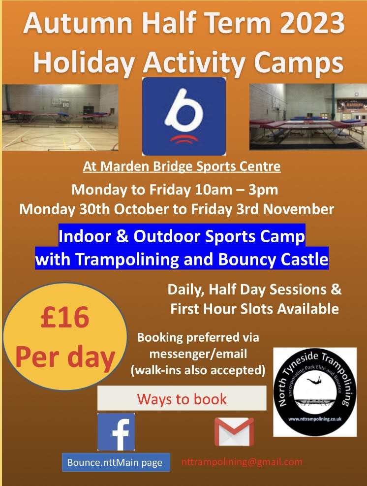 Autumn Half Term Activity Camps book at: nttrampolining@gmail.com 